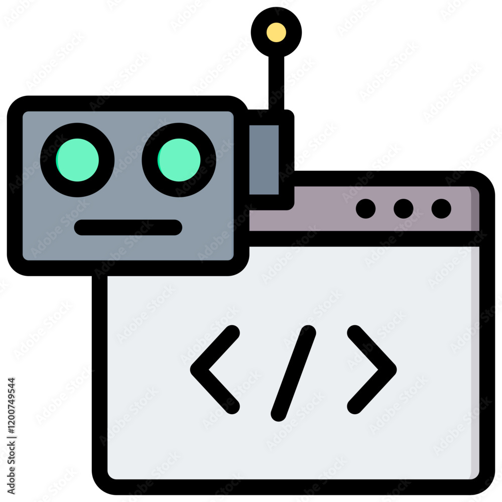 Aufkleber Programming Outline Color Icon