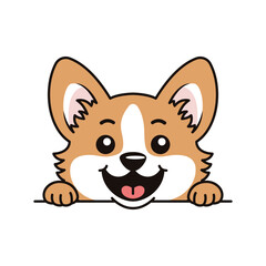 Cute Brown Dog Puppy Animal Cartoon Character is Peeking with Happy Expression