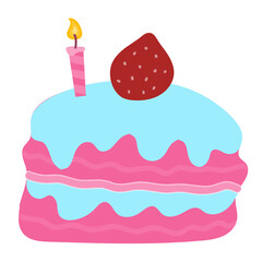 Strawberry Whipped Cream Cake with Single Candle,Festive Strawberry Cream Cake with Candle