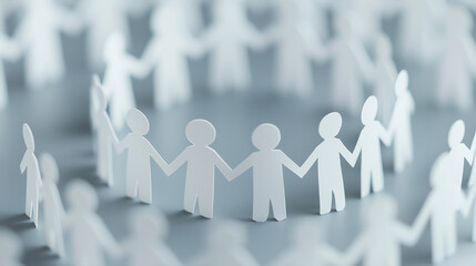 A paper cut design featuring a group of people, showcasing creativity and craftsmanship. Ideal for themes of community, collaboration, and artistry.