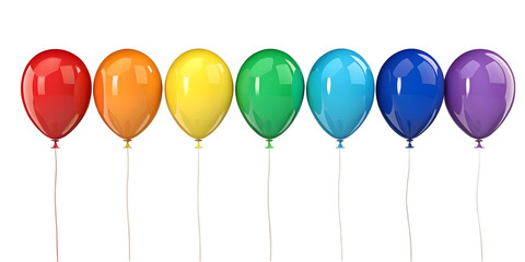 Rainbow of Balloons: A row of vibrant, colorful balloons arranged in the order of the rainbow. The perfect symbol for celebration, joy, and diversity, making this image ideal for various celebrations.