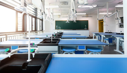 Modern chemistry laboratory of the school