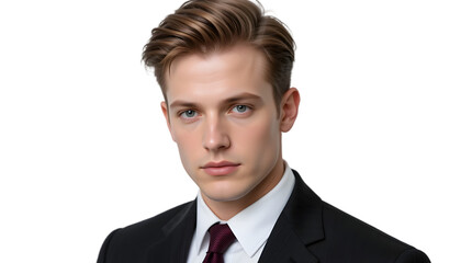 Portrait of a young, handsome man in a suit.