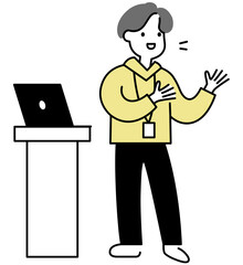 Young man making a presentation