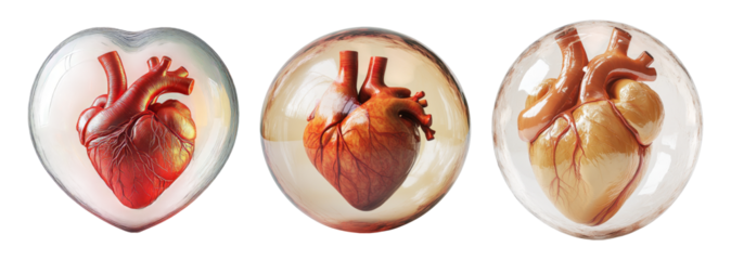 Realistic Human Heart Illustrations on Transparent Background