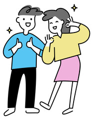 Jolly young man and woman