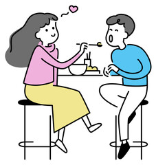 Young woman feeding a man