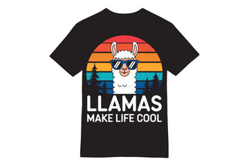 Llamas Make Life Cool - Sunset Silhouette T-Shirt
