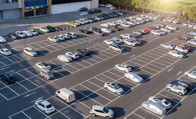 Aerial view of city parking lot