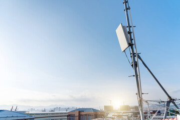 Mobile communication base station on rooftop