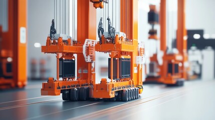 Fototapeta premium Automated Factory Orange Machinery System