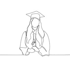 One continuous single drawing line art doodle college, graduation, person, young, student, university, academic. Isolated flat illustration hand draw contour vector illustration.