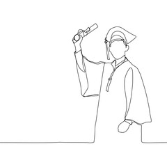 One continuous single drawing line art doodle college, graduation, person, young, student, university, academic. Isolated flat illustration hand draw contour vector illustration.