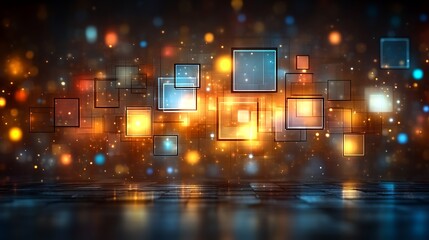 Fototapeta premium Illuminated Squares Abstract Digital Art Background