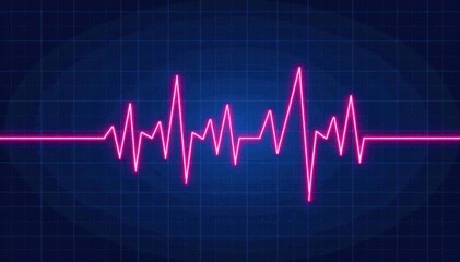 Clean EKG waveform on dark blue grid, simple design, cardiology illustration, graphics