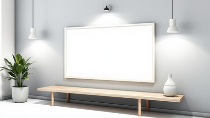 Wall art mockup with a blank print ready for customization on a white background, gallery, poster, artwork