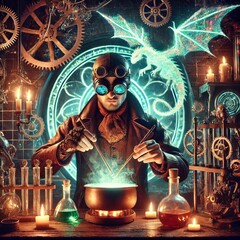 556 Steam Punk Alchemist A steampunk alchemist clad in goggles a