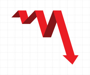 red business arrow graph going down with grid background represents trading loss business decline economic recession and financial deficit © PictureXpress