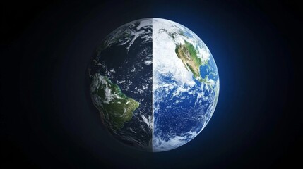 Fototapeta premium Day Night Earth Globe Split View Space Background