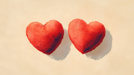 Fototapeta premium Soft and warm red hearts