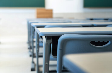 Tables and chairs in the school classroom