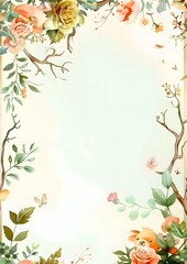 Floral border design with soft pastel colors, suitable for invitations or stationery.