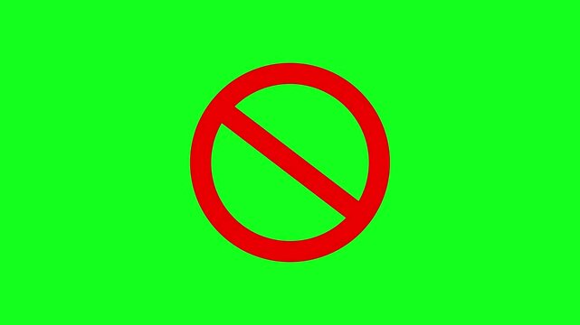 prohibited icon green screen animated icon prohibited circle sign in red 4k looping croma