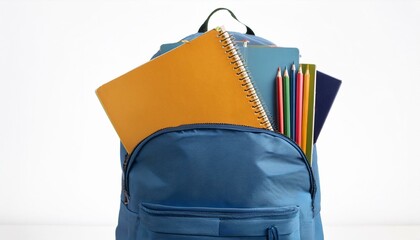 Backpack filled with school supplies ready for the new school year.