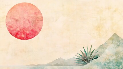Desert Sunset Landscape with Agave Plant