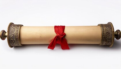 Antique scroll tied with a red ribbon.