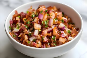 Fototapeta premium Chopped bacon in a bowl