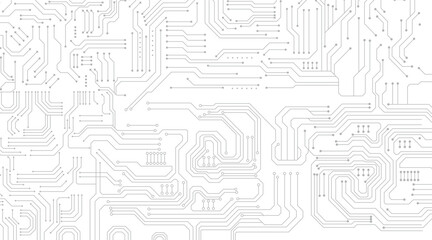 Cyberpunk black circuit diagram on white background. High-tech circuit board connection system. 