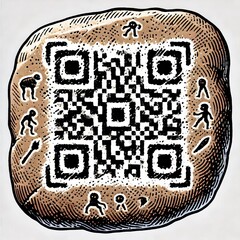 Instead of just crude drawings a recognizable QR code pattern is
