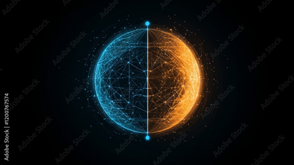 Poster digital sphere binary data network visualization
