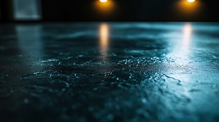 Dark Teal Surface with Light Reflections