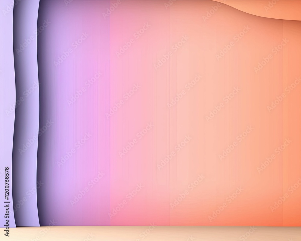 Wall mural abstract gradient background featuring soft waves in pastel colors of purple and orange, creating a 