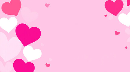 Happy Valentines background with abstract white red and pink hearts frame pattern on lovely pink wallpaper blank romantic template design