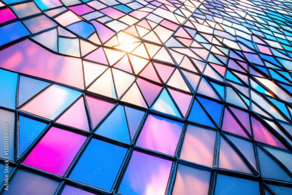 Poster Abstract Colorful Geometric Glass Panel Design Modern Architecture Background