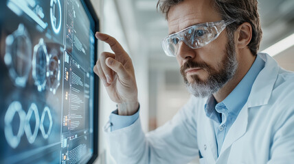 Close up of cybersecurity specialist analyzing data on digital screen