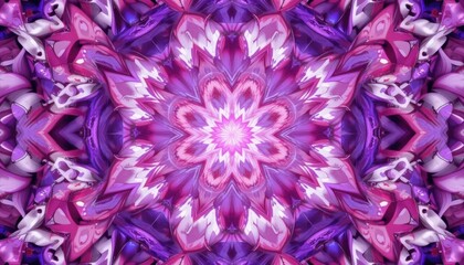 Obraz premium Kaleidoscopic Purple Mandala: A Symphony of Pink and Purple Hues