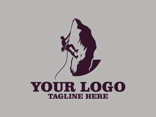 Obraz premium Rock climbing adventure, climber facing steep cliffs vector illustration of rock climber graphic design extreme sport. The minimalist design with firm lines gives the impression of strength