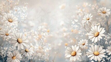 Soft Seamless Pattern of Wild Daisies in Delicate Style