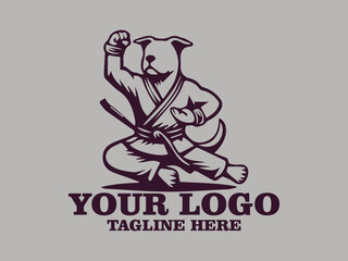 This vector illustration shows a dog  doing serious karate moves  Agile Martial Dog, This illustration is suitable for use as a motivational poster design, sticker or other design element