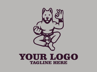 This vector illustration shows a dog  doing serious karate moves  Agile Martial Dog, This illustration is suitable for use as a motivational poster design, sticker or other design element