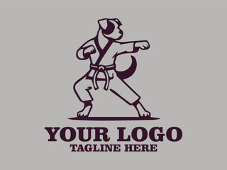 This vector illustration shows a dog  doing serious karate moves  Agile Martial Dog, This illustration is suitable for use as a motivational poster design, sticker or other design element