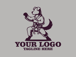 This vector illustration shows a dog  doing serious karate moves  Agile Martial Dog, This illustration is suitable for use as a motivational poster design, sticker or other design element