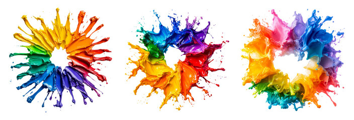 Obraz premium Colorful Splash of Paint on Transparent Background Isolated Artwork