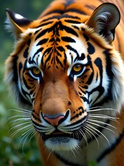 Fototapeta premium close-up portrait image of a tiger with piercing eyes
