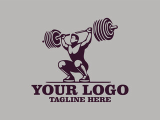 Weight lifting vector illustration, strength sports graphic design, bodybuilding athlete lifting a barbell with all his might, This illustration is suitable for use as a motivational poster design