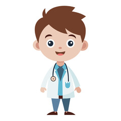 Fototapeta premium Cartoon Depiction of a Boy as a Doctor